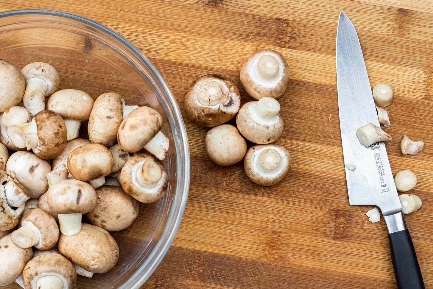 Cremini Mushrooms Trimmed and Prepared for Fried Mushrooms Recipe