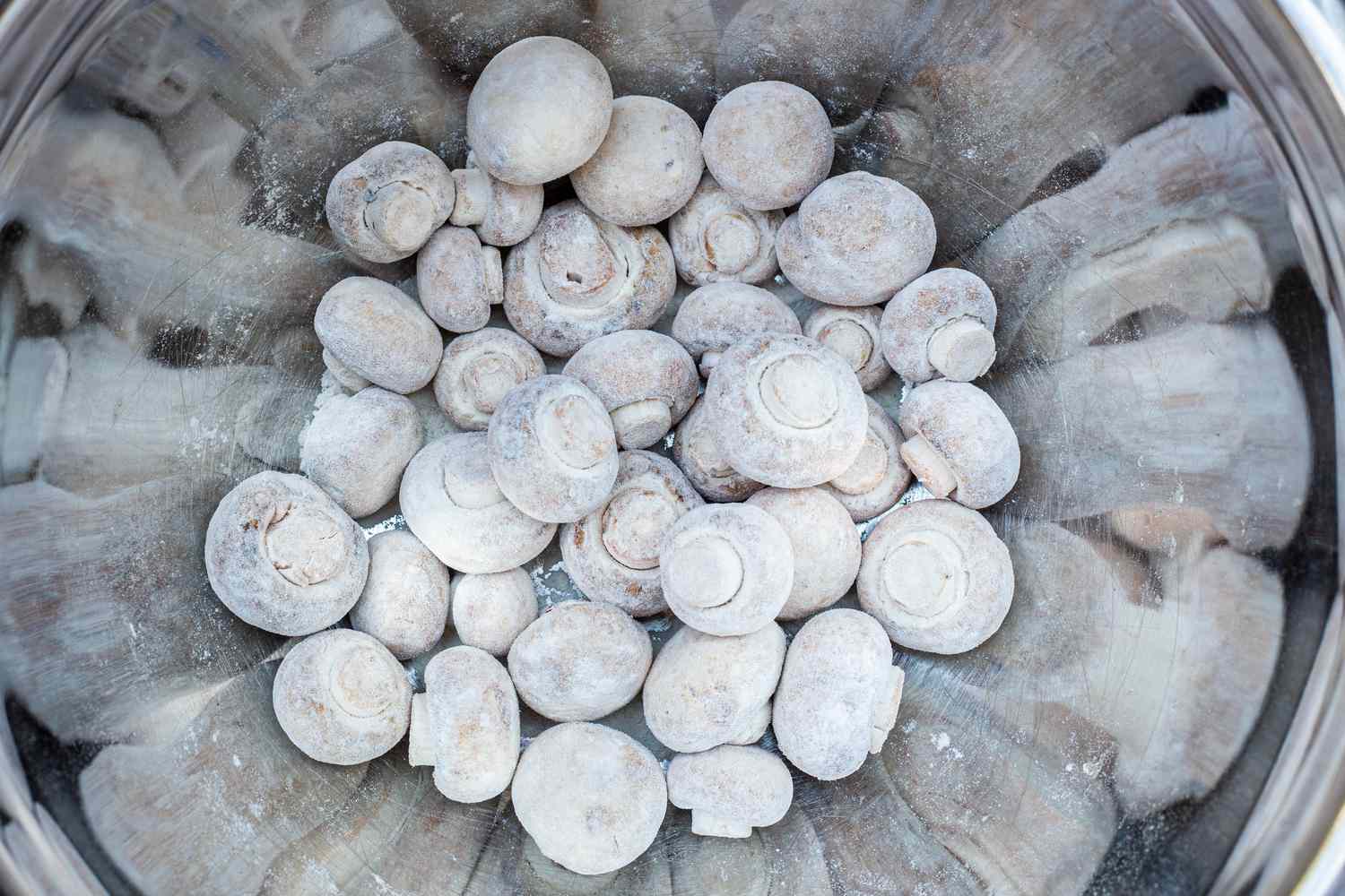 Mushrooms Coated in All-Purpose Flour for Fried Mushrooms Recipe