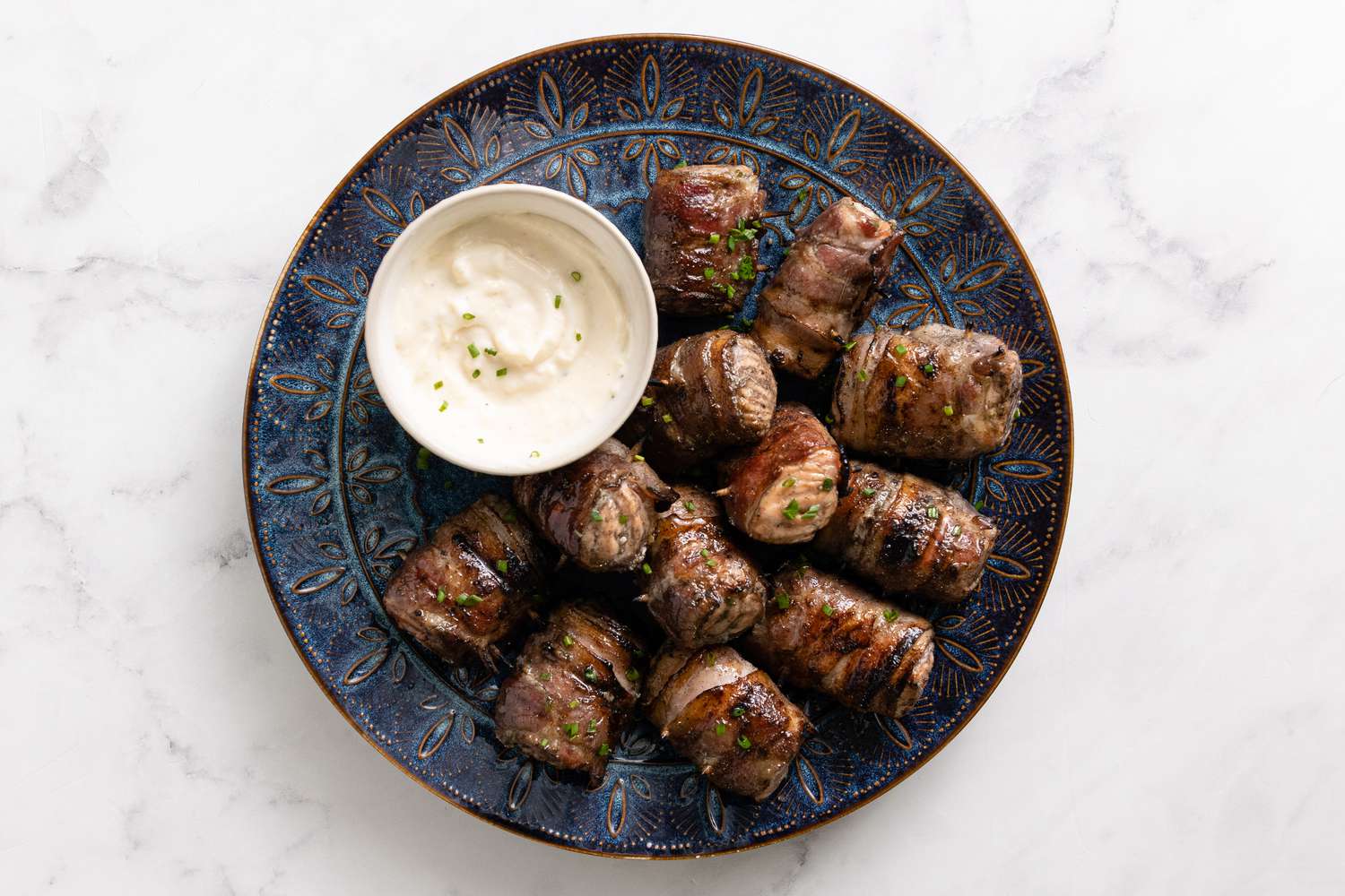 Grilled Bacon-Wrapped Salmon Bites with Lemon Garlic Mayo