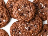 stack of 3-ingredient brownie cookies