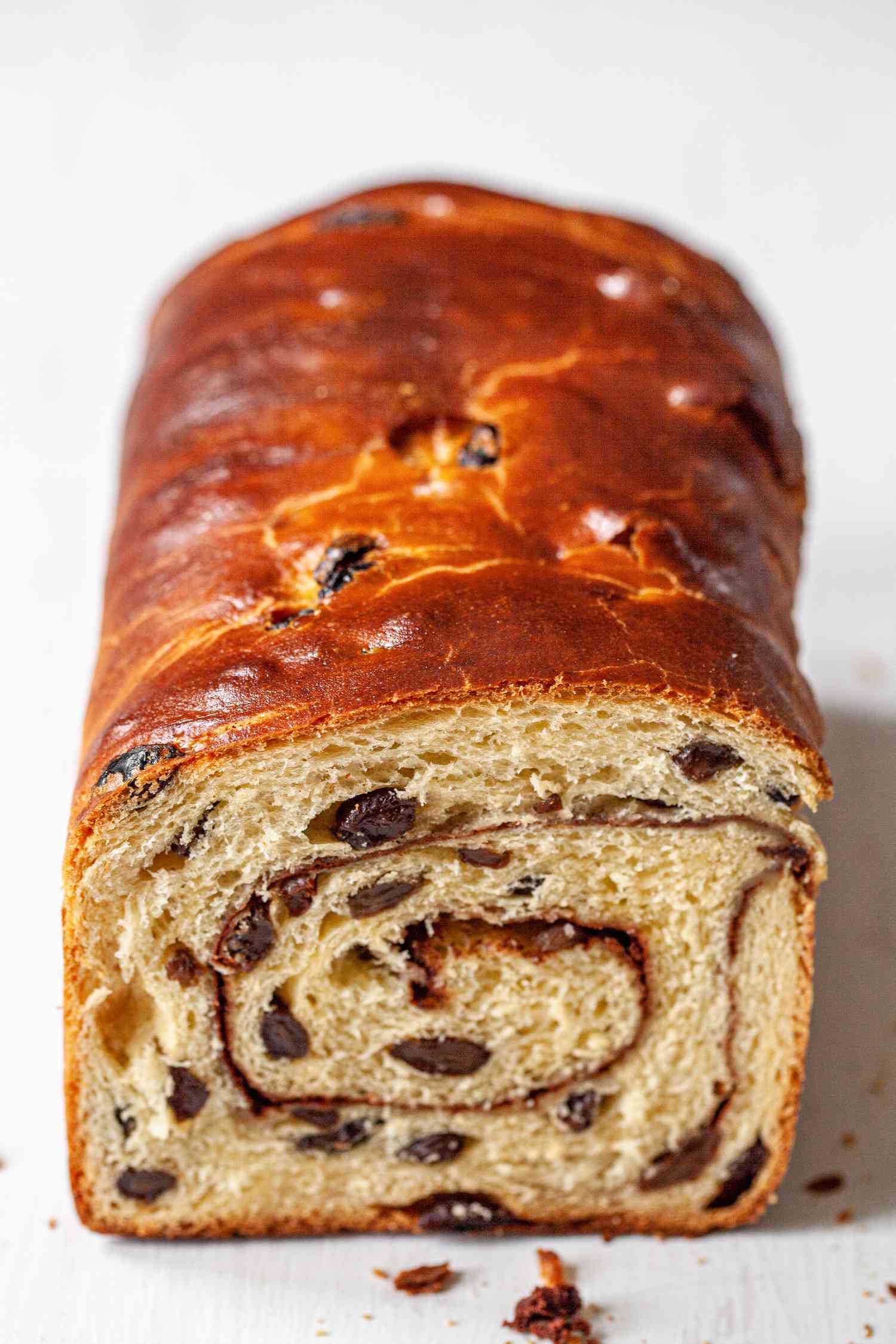 Cinnamon Swirl Raisin Brioche Loaf (Cross Section Cut)