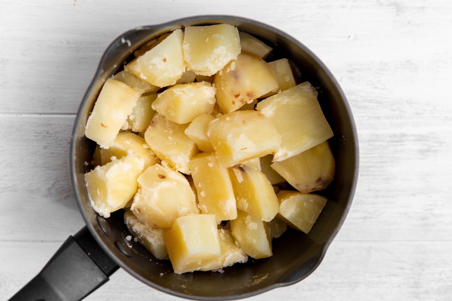 Boiled and Peeled Potatoes in a Pot for Vegan Mashed Potatoes