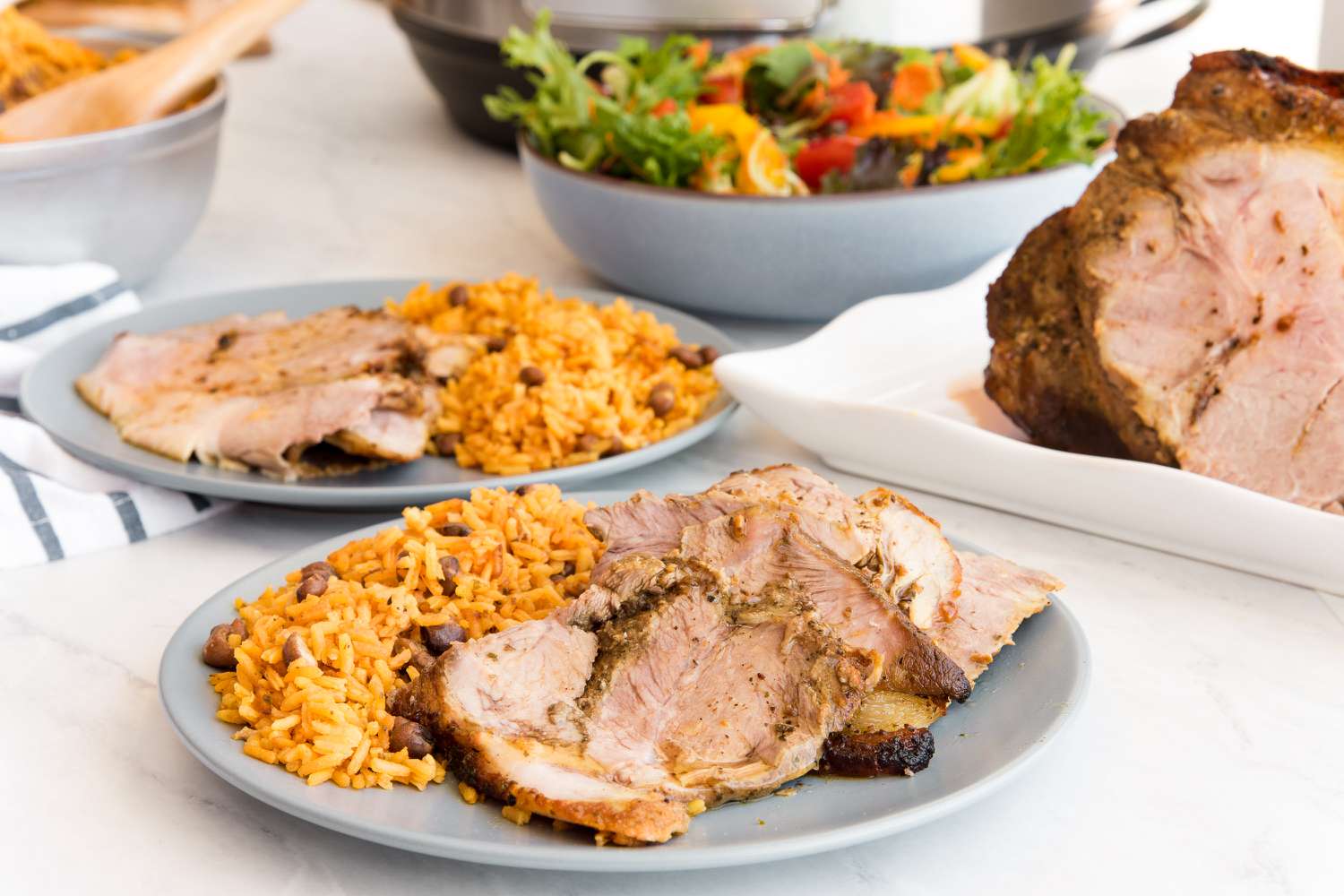 Instant Pot Pernil Served with Rice