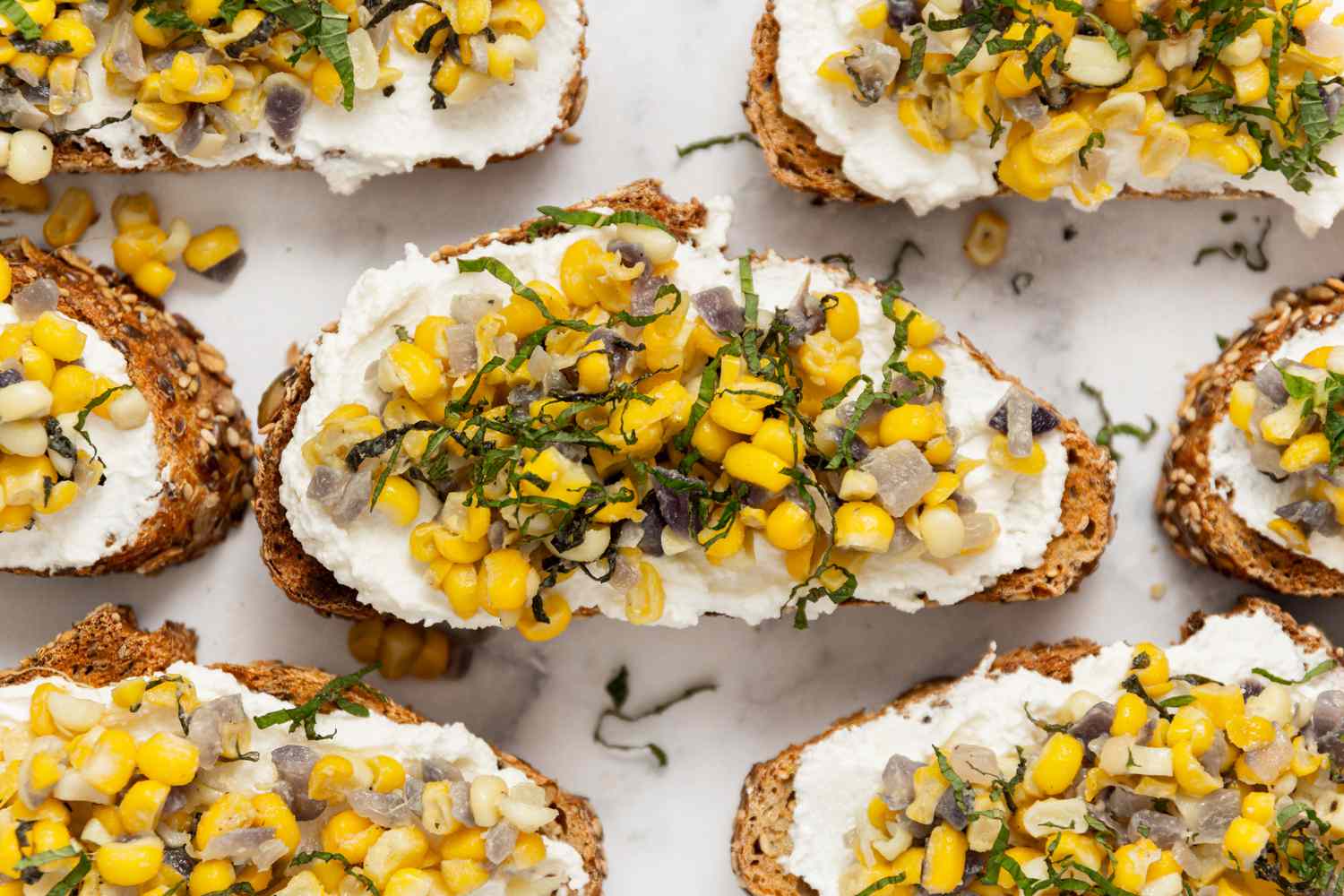 Bruschetta de maïs et ricotta