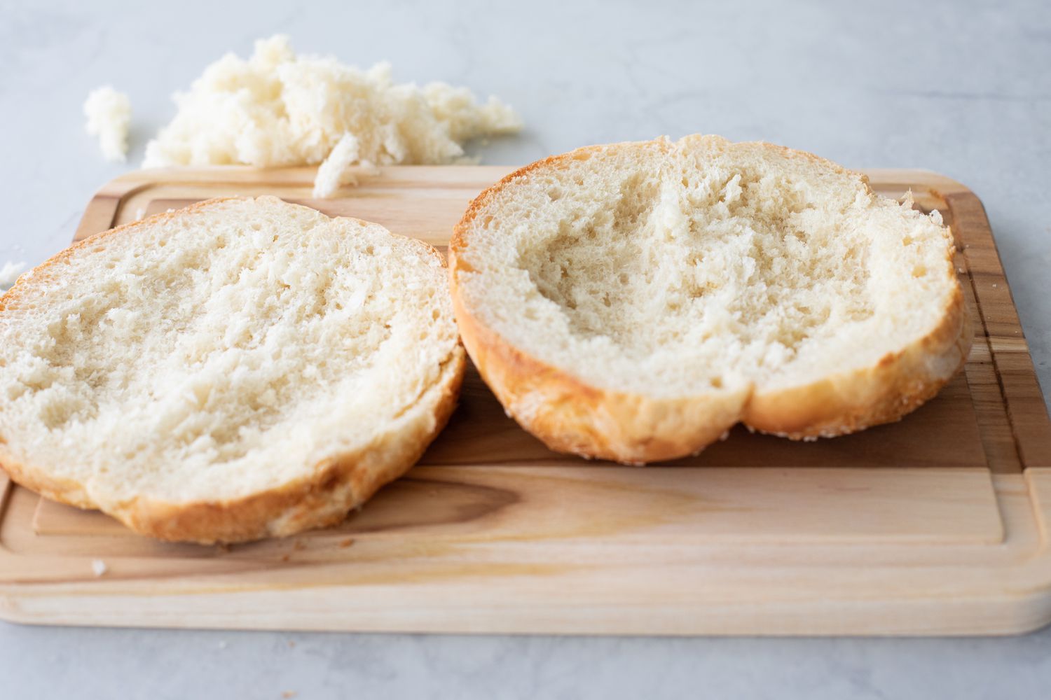 Hollow Bread for Muffuletta on Cutting Board