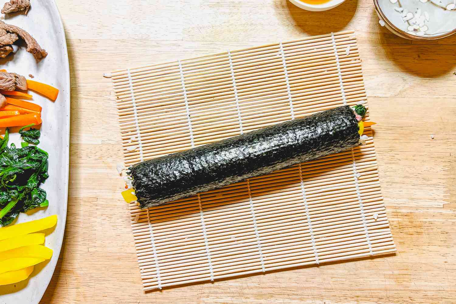 Roll of Classic Kimbap on Sushi Roller