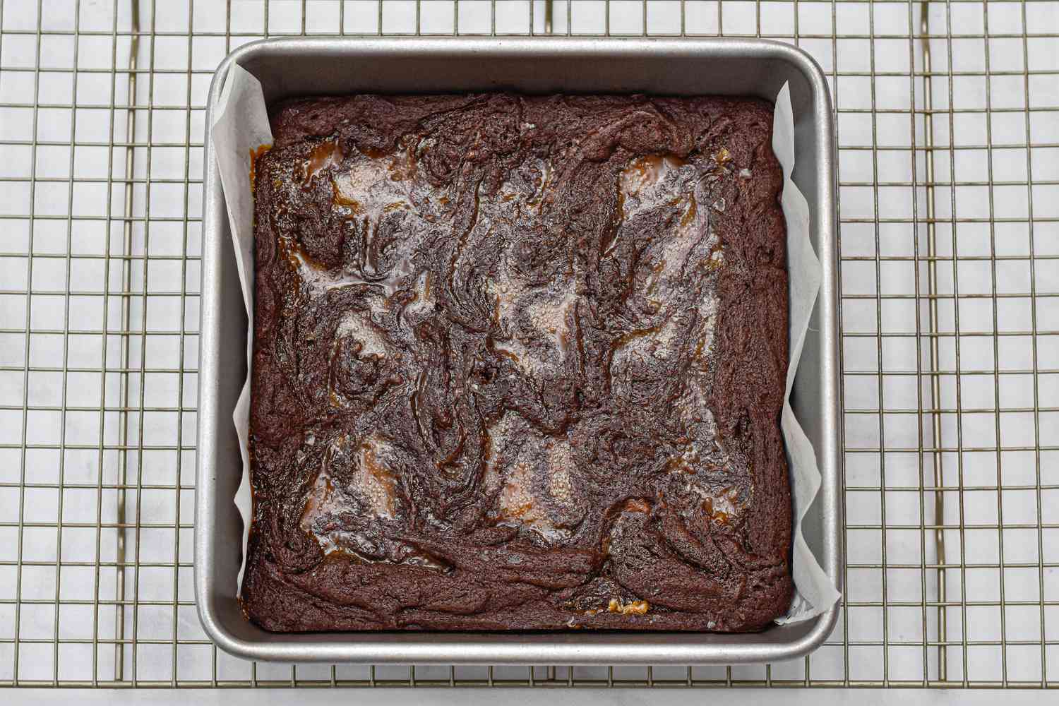 Baked caramel brownies