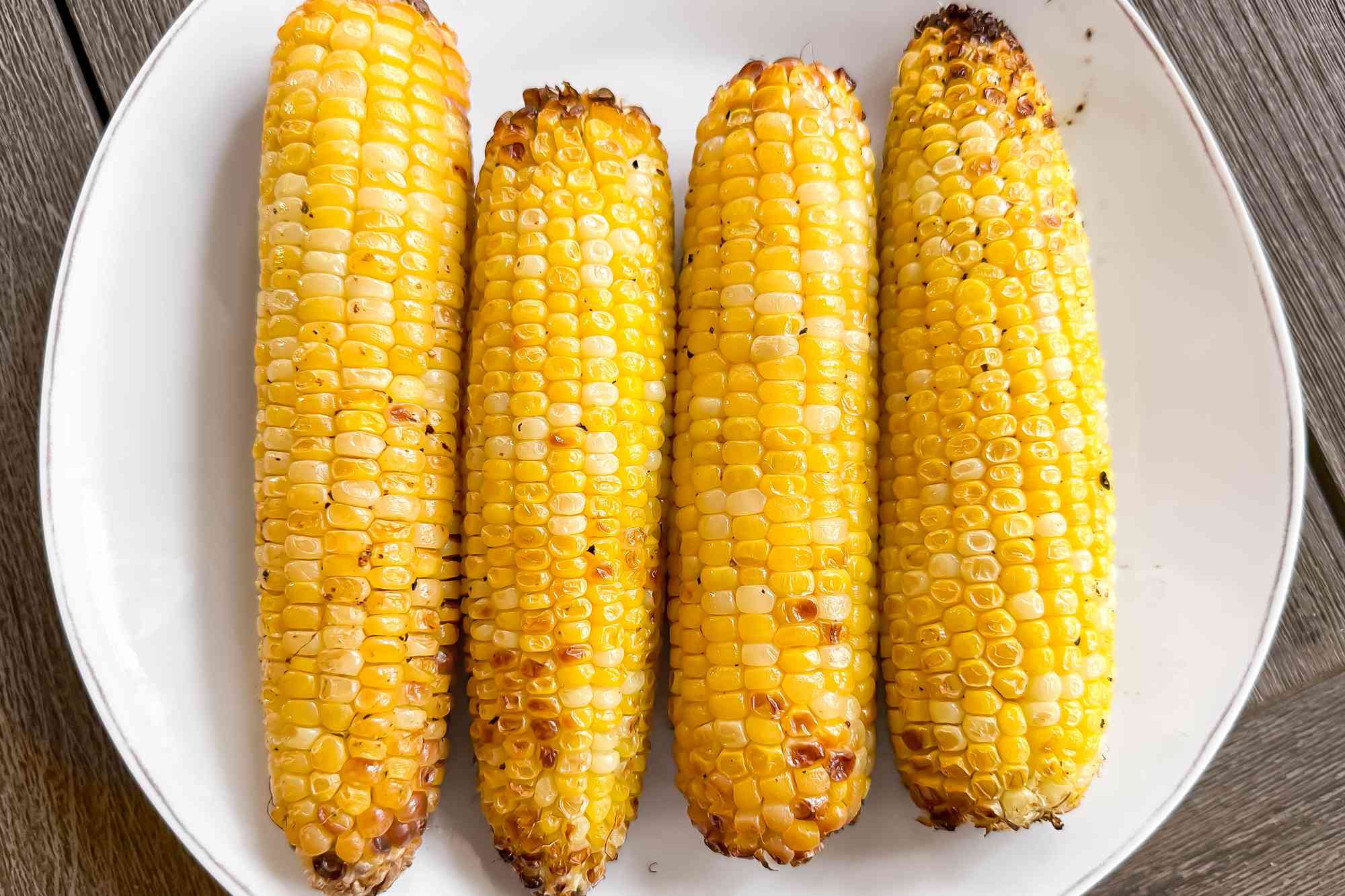 Air Fryer Corn on White Plate